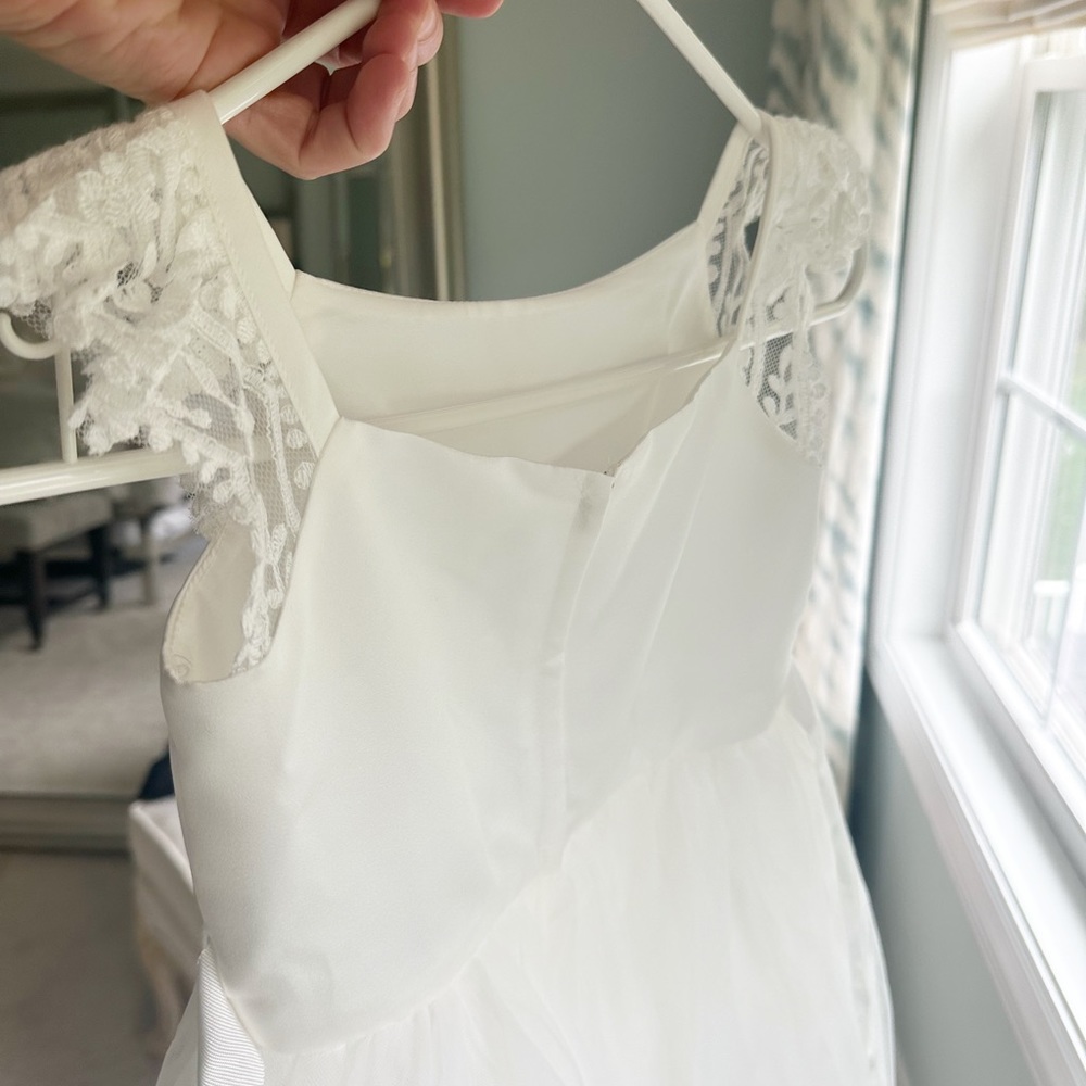 DAVID'S BRIDAL crochet flower girl dress- does NOT include basket or wreath - Picture 3 of 6